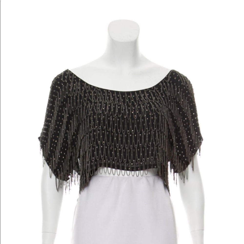 Haute Hippie Black Chain Crop Top